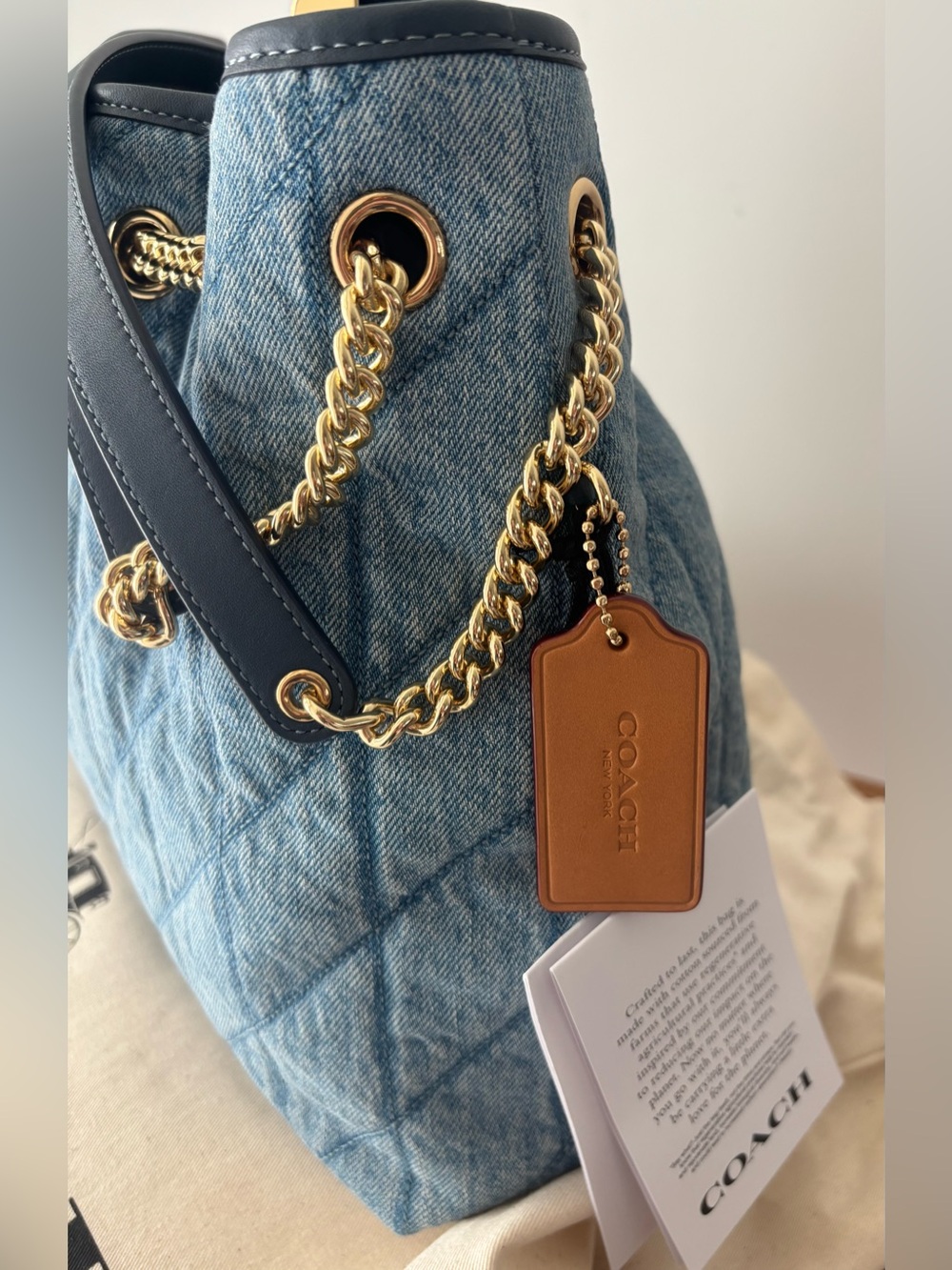 COACH NWT Evelyn Shoulder Bag in Regenerative Cotton with Quilting + Dust Bag - Picture 3 of 11